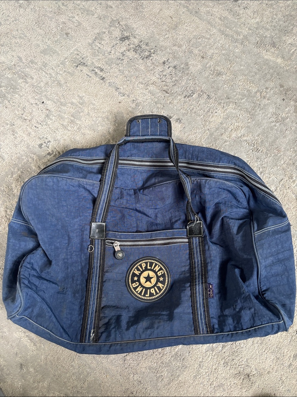 Kipling Navy Blue Travel Duffel Bag with Front Zip Pocket